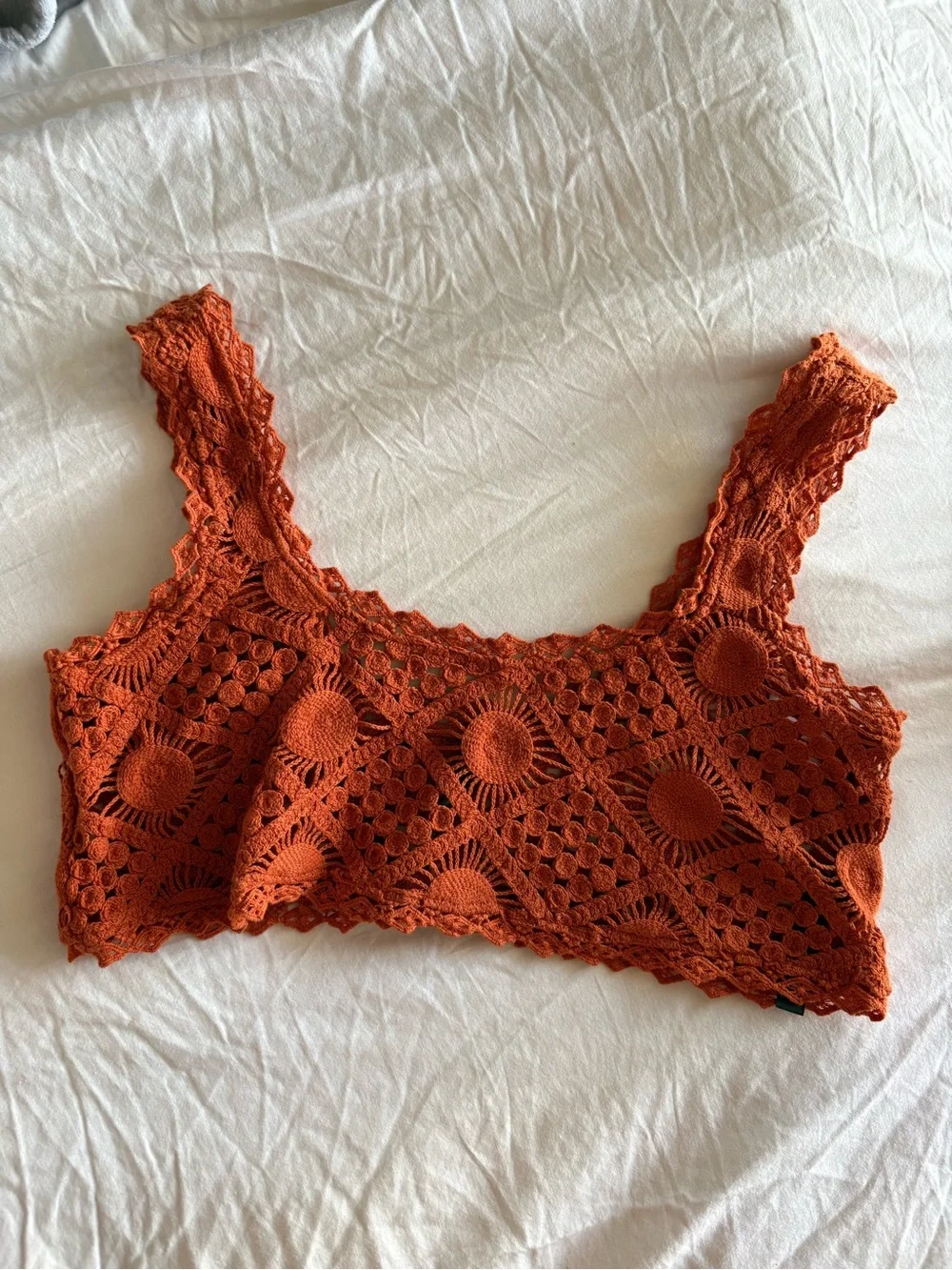 Crochet Crop Tank Top Orange by Anthropologie